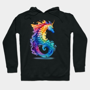 Seahorse In Watercolor Style - AI Art Hoodie